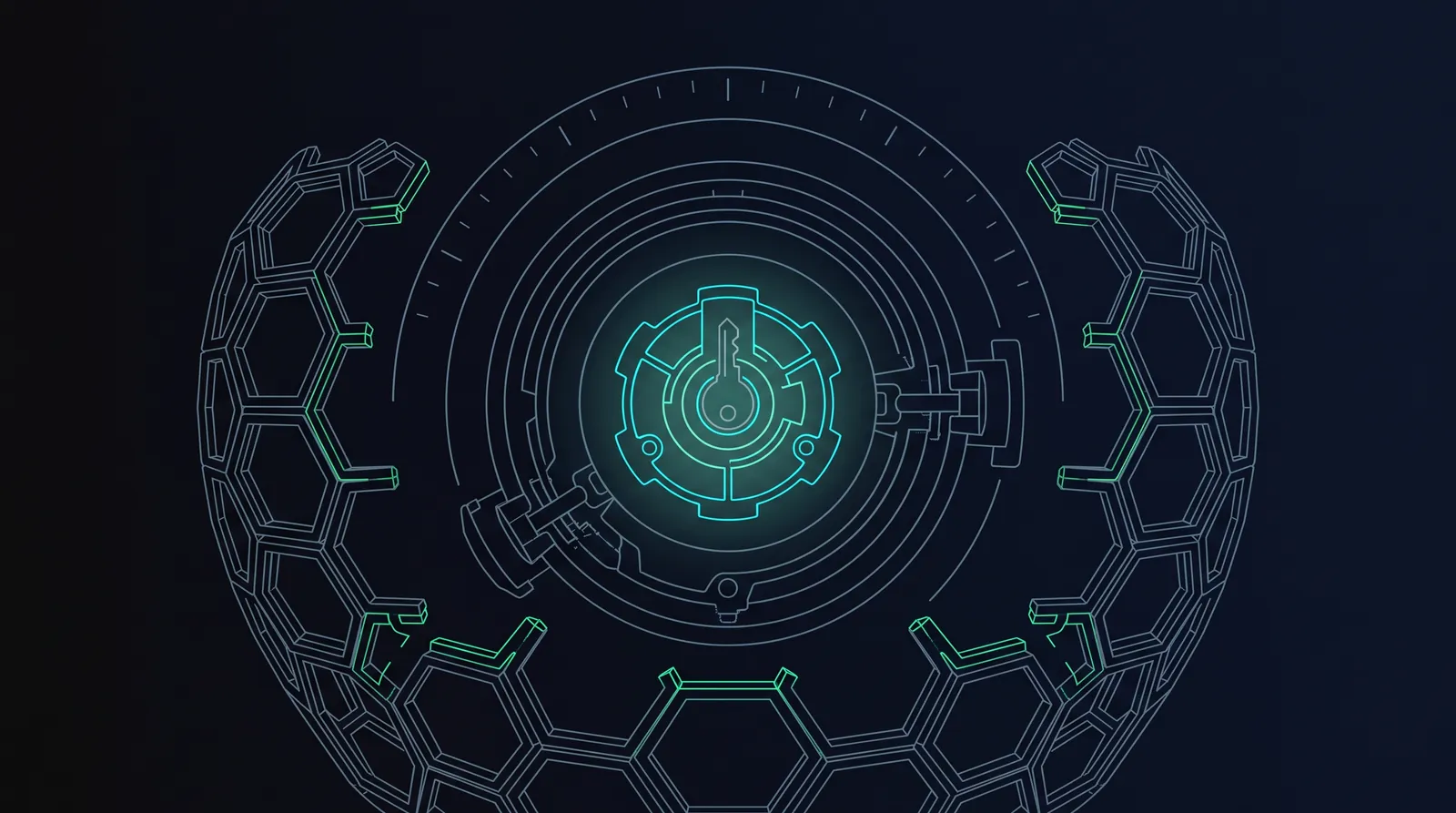 Illustration: three concentric containment seals closing around a glowing alarm core